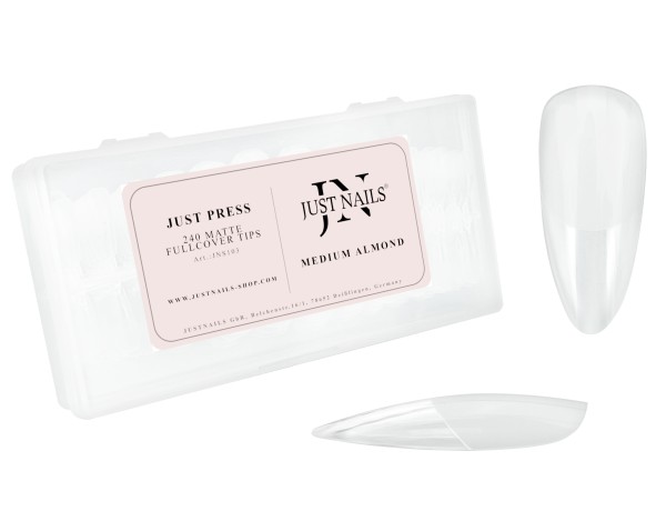 JUST PRESS - Medium Almond Fullcover Soft Gel Press On Tips Nails in Box 240 Stk